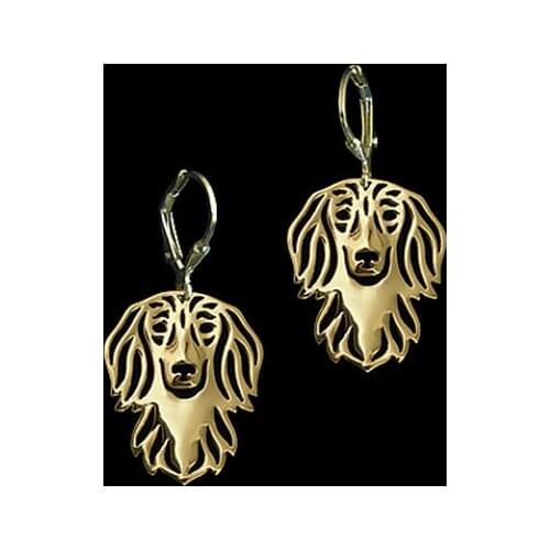Wholesale cartoon dachshund dog Earring jewelry golden color plated dachshund Ear Ring 12pair/lot