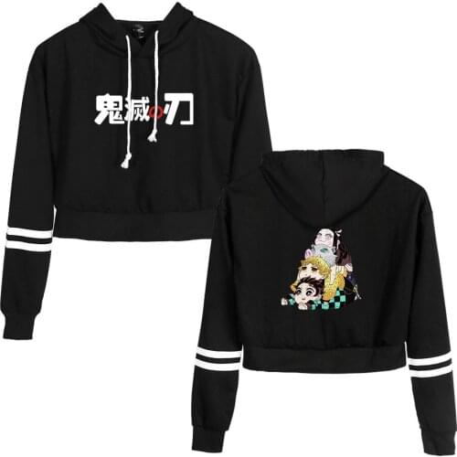 Women sexy crop top hoodies Demon Slayer Kimetsu no Yaiba sweatshirt harajuku hot sale hoodie girl casual kpop Clothing