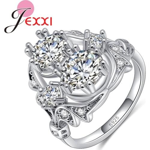 New Sparkly White Cubic Zircon Jewelry Fashion Women Hollow Finger Ring 925 Sterling Silver Crystal Bijoux Female Anel