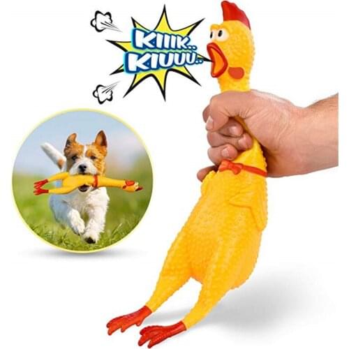 Pets Dog Toys Screaming Chicken Squeeze Sound Toy for Dogs Super Durable & Funny Squeaky Yellow Rubber Chicken Dog Chew Toy
