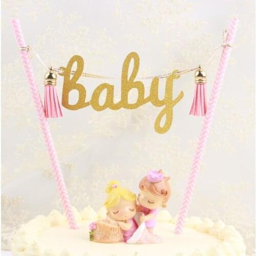 1Set Baby Love Cake Toppers Banner Flag Baby Shower Birthday Party Cupcake Topper Kids Girl Boy Birthday Cake Decorations