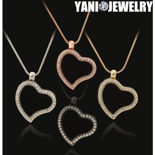 1Pc Vintage Glass Heart Locket Floating Pendant Chain Necklaces Handmade Women Choker Party Gift Jewelry