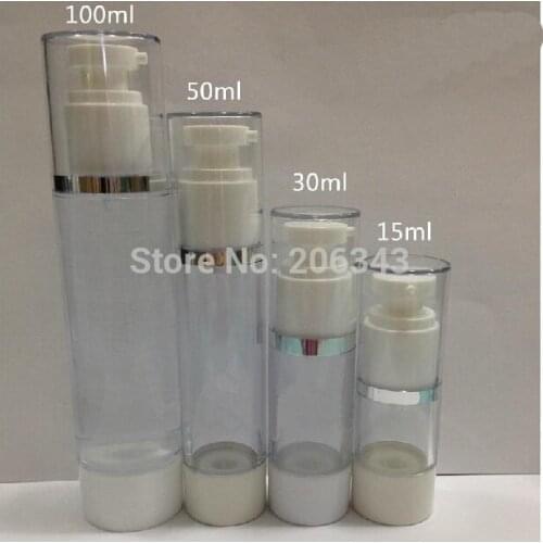 100ML airless plastic lotion bottle with round white airless pump used for Cosmetic Packaging