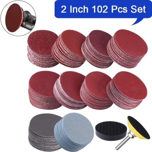 100pcs 2 Inch 50mm Sandpaper Velcro Sanding Discs Hook & Loop 80 to 3000Grit With 2 Inch Sanding Pad Foam Interface Pad