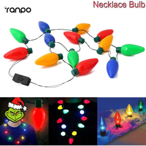 1X 5X 10X LED Candle Lights Christmas Bulb Necklace Party Favors Holiday Decor New Year Gift Necklaces LED Light Up Bulbs Lamps