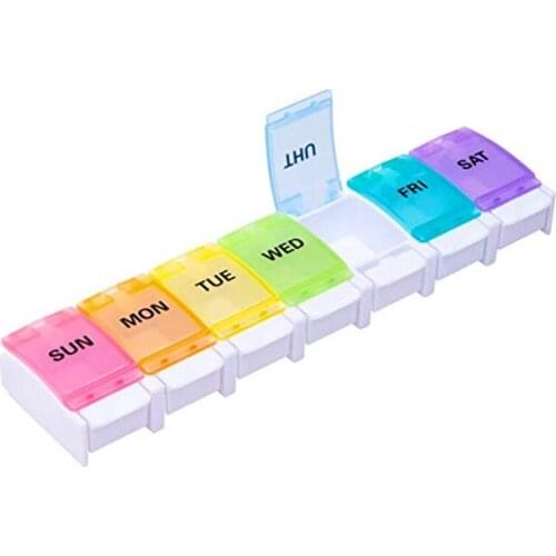 7 Grid 7 Days Long Strip Button Pill Box Travel Tablet Holder Container Makeup Refillable Bottles Medicine Box Portable