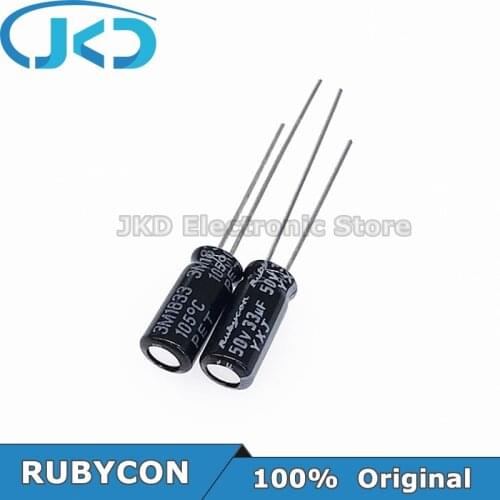 50pcs RUBYCON 33UF 50V 5*11mm 33UF50V 50V33UF 5x11mm Aluminum Electrolytic Capacitor 100% Original