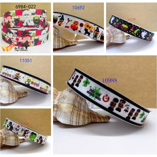 Free shipping 50 yard Halloween ribbon printed grosgrain ribbon 10988