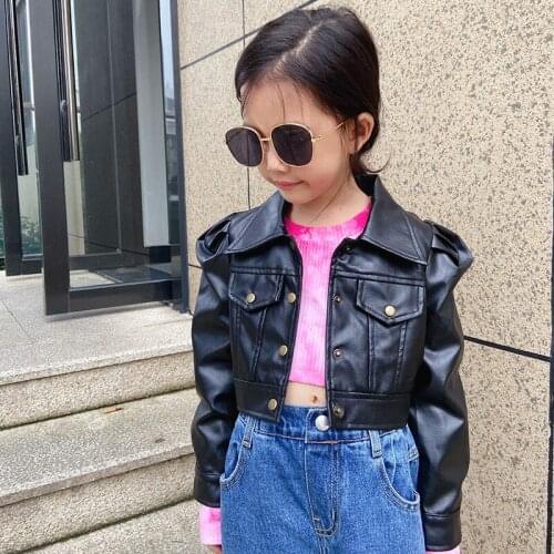 Spring Autumn Jackets For Girls PU Leather Coat Kids Clothes Children Outerwear Coats For Teenage Girls Clothing 4-12Years