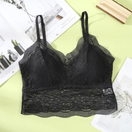 Women Bras Pad Push Up Wireless Lace Bra Bralette Full Cup Fitness Underwear Flower Pattern Lingerie Intimates