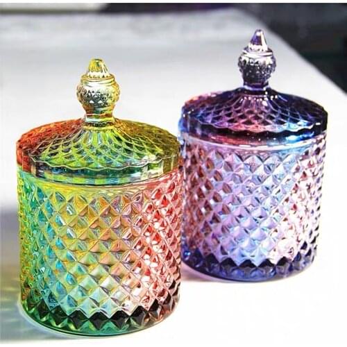 European Purple Crystal Glass Storage 300ML Jar Aromatherapy Bottle with Lid Minimalist Household Cotton Swab Jewelry Storag Box