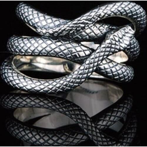 Huitan Newly Snake Rings for Women Punk Style Antique Color Vintage Party Accessories Personality Female Ring Animal Jewelry