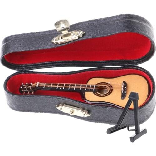 10cm Toy Acoustic Guitar Scale Model Home Office Desk Decor Ornaments Gifts 77HC