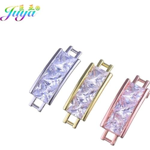 DIY Jewelry Components Gold/Rose Gold AAA Cubic Zirconia Metal Decorative Connectors For Women Men Costume Jewelry Making
