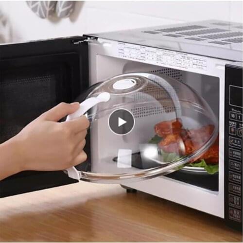 Cookware Part Microwave Oven Food Cover Anti-Sputtering Abrasion-resistant Cover Bar Kitchen Accessory Color Random with Handle