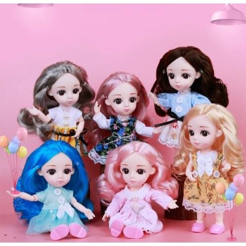 New 16cm Mini BJD Baby Doll 13 Moveable Jointed Bjd Toy Long Hair Naked Girl Body Make Up Doll Fashion Dolls Toy For Girls Gift