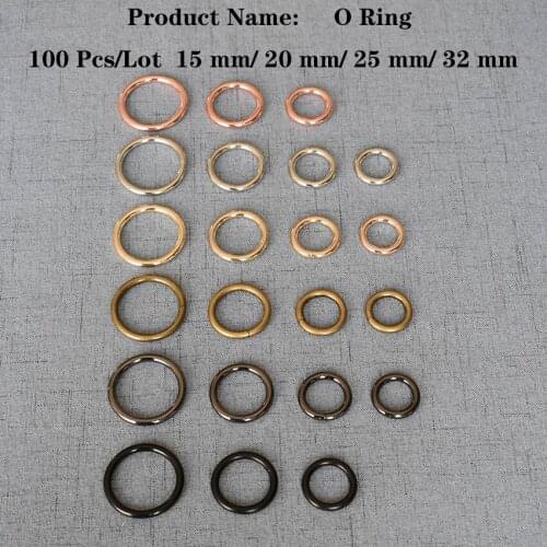 100 Pcs/Lot 15mm 20mm 25mm 32mm O Ring Metal Buckle for Handbag Strap Dog Chain Webbing Snap Clasps Purse Bag Handle OR69506