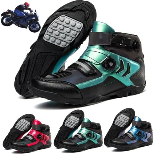 Motorcycle Boots Mens Trend Fashion Colorful Color-Changing Riding Shoes Off-Road Travel Ladies Street Racing Motorcycle Shoes