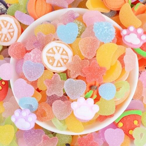 Assorted Colors&Shapes Soft Fake Jelly Candy Cabochon-Flat back Dollhouse Dolly Treats Candy Miniatures-D.I.Y Scrapbook Crafting