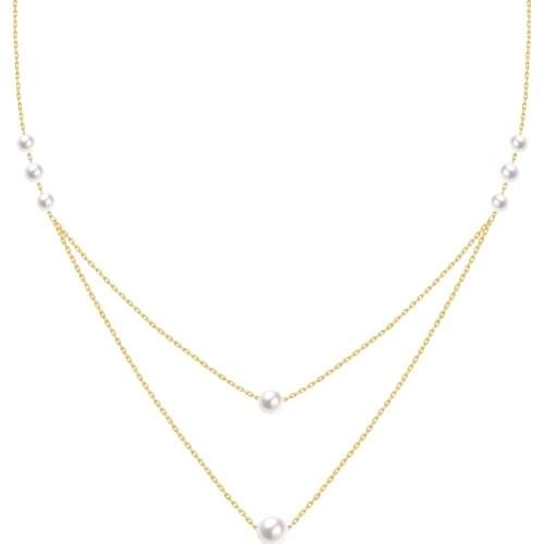 NYMPH Pure 18K Gold Necklace Jewelry For Women Round Natural AKOYA Seawater Pearl Real AU750 Chain Luxury Gift 2020 X518