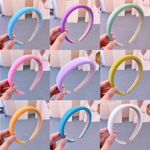 Fashion Plain Velvet Padded Headbands Ladies Candy Color Thick Wide Sponge Hairbands For Women Girls Hair Hoop Accessories