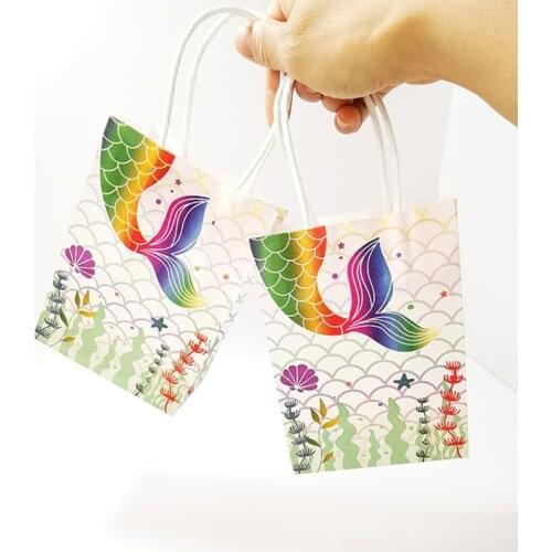 6pcs Little Mermaid Party Gift Candy Boxes Mermaid Birthday Party Decor Kids Birthday Party Supplies 1 Year Birthday Decor