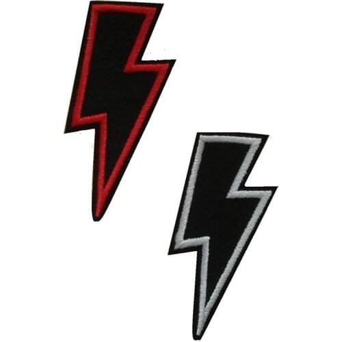 2018 Direct Selling 2 Pieces For Lightning Bolt Iron On Flash Patch Fabric Motif Applique Decal 2.6 X 1.2 Inches (6.5 3 Cm)