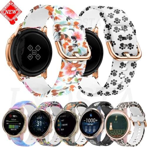 Hot 18mm Printing Watchband For Garmin Venu 2S/Active S Silicone Strap For Garmin Vivomove 3S/Move 3S Rose Gold Buckle Wristband