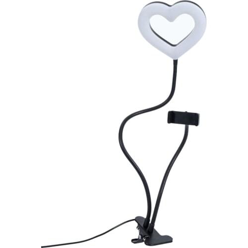 RGB LED Ring Light 2-In-1 Heart-Shaped Ring Light with Bracket is for Beauty Makeup Selfie Live Broadcast