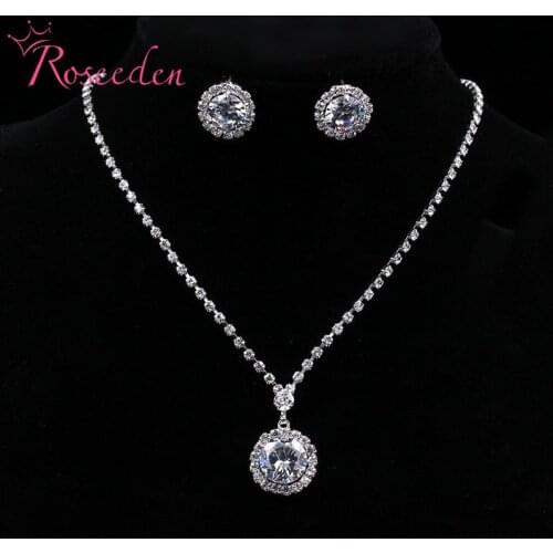 Cubic Zircon Big Drop Crystal Wedding Jewelry Set Earrings Necklace Jewelry Set Party gift RE829