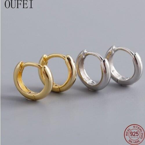OUFEI Small Hoop Earrings 925 Sterling Silver Round Earrings For Women Rhinestone Simple Delicate Cute Earrings Fashion Jewelry