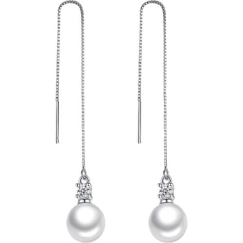 Chic Simple Tassel Earrings Chain Simulated Pearl Charm Long Drop Earrings Ear Jewelry Gold Color Women Jewelry Gift