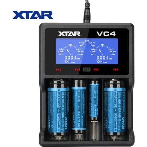 New XTAR VC4 Charger Universal LCD Screen Display USB Ni-MH/Ni-CD Li-ion Battery Charger 18650 20700 21700 22650 18500 18700