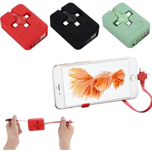 3 IN 1 Micro USB Type C Lightning Charging Cable 1Meter Fast Charger Cord with Mobile Phone Holder Stand Cables For Smartphones