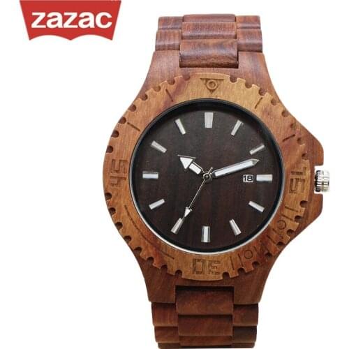 ZazacTop Brand Designer Men and Women Wood Watch Red sandal Wooden Quartz Watches fashion casual clock Relogio Masculino