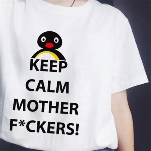 Kawaii penguin fun Printed female t-shirt women Tops tees Ulzzang Harajuku Girls T shirt Summer O-neck short sleeve lady tshirt