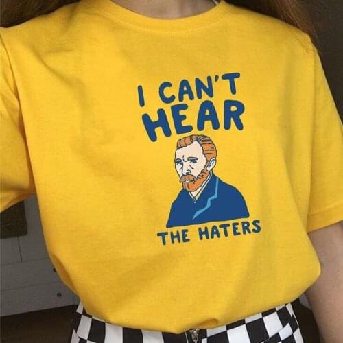 I Can't Hear Van Gogh T Shirt Women Unisex Summer Cute Casual Short Sleeve Printed Funny Tee Hipster Grunge Meme Tshirt