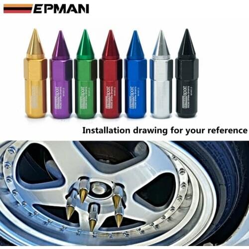20Pcs Set M14X1.5 Spiked Extended 60MM Aluminum Tuner Lugs Nuts Wheels/Rims EP-DD550B15JT