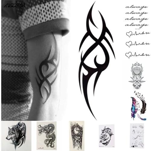 3D Mans Half Sleeve Arm Temporary Totem Tattoo Stickers Body Art Tatoos Boys Beauty Tools