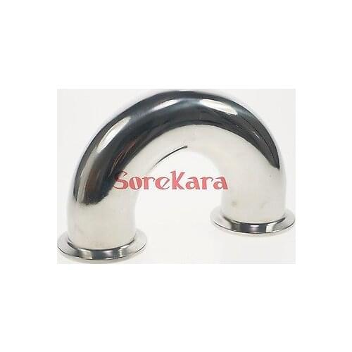 45mm O/D 304 Stainless Steel Fits Ferrule OD 64mm Sanitary Ferrule 180 Degree Elbow Pipe Fitting Tri Clamp