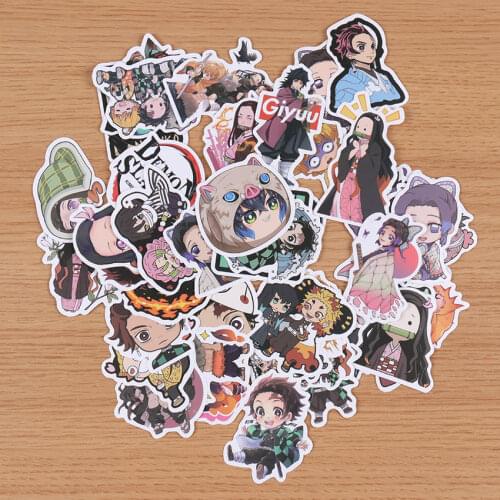 50PCS Anime Demon Slayer Kimetsu Character Sticker Skateboard Motorcycle Guitar Girl Graffiti Waterproof PVC Stickers