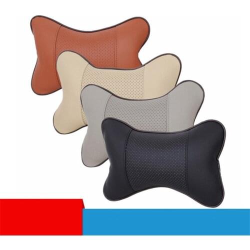 1pcs Universal Car Neck Pillows PVC Leather Breathable Mesh Auto Car Neck Rest Headrest Cushion Pillow Car Interior Accessories