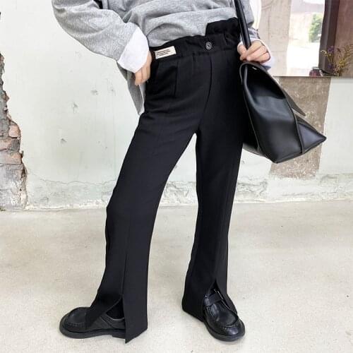 Girls Irregular Split Pants 2021 Fall New Girls All-match Straight High Waist Mopping Pants