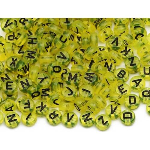 Yellow Transparent Mix Letter Acrylic Beads 4x7mm Round Spacer Beads For Jewelry Making Diy Charm Necklace Bracelet Accessories