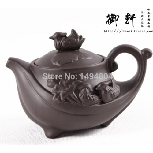 Tea Set 260ML Chinese Yixing Teapot,Genuine Purple Clay Tea pot ,Mandarin ducks Tea pot/Kettle,China Teaset Tea sets