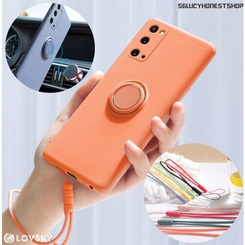 Finger Ring Liquid Silicone Case For Samsung S20 Plus S20 Ultra S21 Plus S21 Ultra Note 20 Ultra Magnetic Car Holder Stand Cover