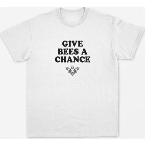 Give Bees A Chance T Shirt Save The Bees Tshirt Women Casual O-neck T-shirt Girl Cotton Tees Short Sleeve Summer Tops Drop Ship