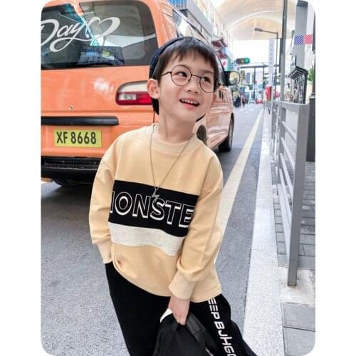 Autumn New Childrens Clothing Korean Baby Boy Long Sleeve Hoodies 2-9 Y Toddler Kids Casual Loose Print Sweatshirt Boys Clothes