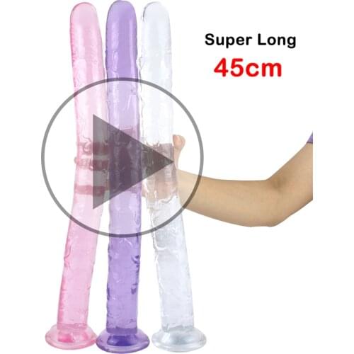 Long Jelly Realistic Dildo Strong Suction Cup Anal Butt Plug Big Penis No Vibrator Crystal Huge Dildos Erotic Sex Toys for Women