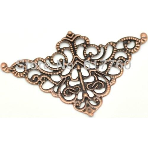 Free shipping-50Pcs Copper Tone Filigree Triangle Wraps Connectors DIY Jewelry Findings 5cm x 3.2cm(2"x1-1/4") J0535